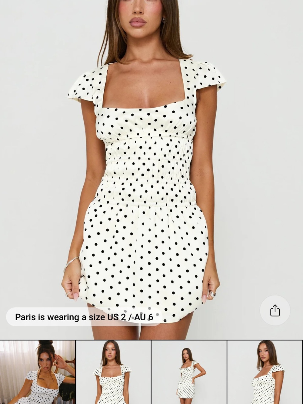 Princess Polly Cream Mini Dress with Black Polka Dots